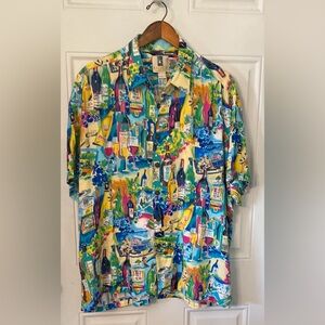 Vintage Kahala Hawaiian Islands Wine Theme Resort Shirt